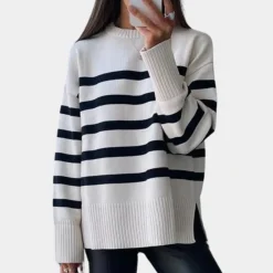 Truien & Vesten Dames*Aaliyah - Chique Comfort Oversized Damestrui voor Lente/Zomer Wit