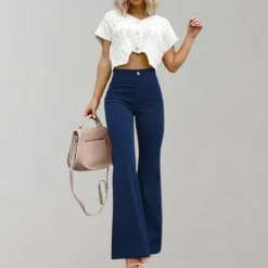 Broeken & Rokken Dames*Abel - Trendy corduroy uitlopende zomerbroek