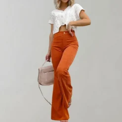 Broeken & Rokken Dames*Abel - Trendy corduroy uitlopende zomerbroek