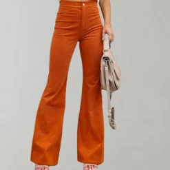 Broeken & Rokken Dames*Abel - Trendy corduroy uitlopende zomerbroek