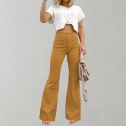 Broeken & Rokken Dames*Abel - Trendy corduroy uitlopende zomerbroek