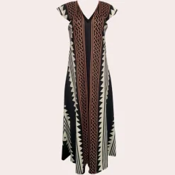 Jurken & Jumpsuits Dames*Adelina - Zomerse boheemse maxi jurk met geometrisch patroon