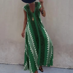 Jurken & Jumpsuits Dames*Adelina - Zomerse boheemse maxi jurk met geometrisch patroon