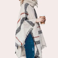 Truien & Vesten Dames*ADIS - Trendy Gebreide Zomerponcho voor Dames Beige