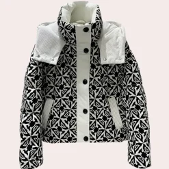 Jassen Dames*ADREANA - Casual Winterjas voor Dames Zwart Wit