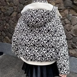 Jassen Dames*ADREANA - Casual Winterjas voor Dames Zwart Wit