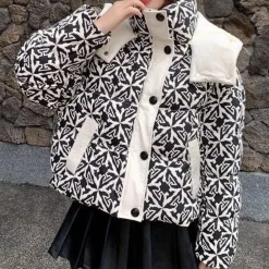 Jassen Dames*ADREANA - Casual Winterjas voor Dames Zwart Wit