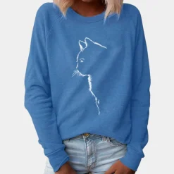 Truien & Vesten Dames*ADRIA - Elegante Katprint Zomertop voor Dames