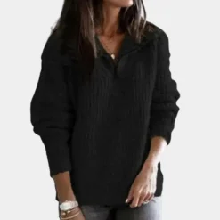 Truien & Vesten Dames*Adrianna - Chique Comfort Zomerse Trui met halve rits voor dames