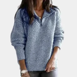 Truien & Vesten Dames*Adrianna - Chique Comfort Zomerse Trui met halve rits voor dames