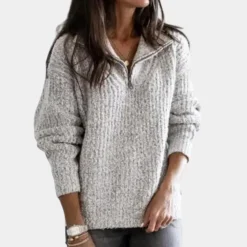 Truien & Vesten Dames*Adrianna - Chique Comfort Zomerse Trui met halve rits voor dames