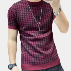 Shirts Heren*Adrianus - Houndstooth stijl zomer overhemd voor heren