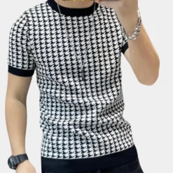 Shirts Heren*Adrianus - Houndstooth stijl zomer overhemd voor heren