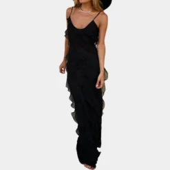Jurken & Jumpsuits Dames*Adrienne - Elegante lange damesjurk met ruches voor de zomer
