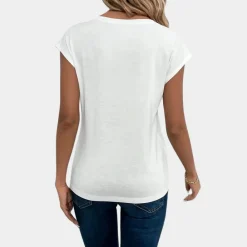 Topjes & Shirts Dames*Afrodite - Casual dames t-shirt met v-hals voor de zomer Wit