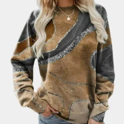 Topjes & Shirts Dames*AIDE - Modieus Zomers Sweatshirt voor Dames Khaki