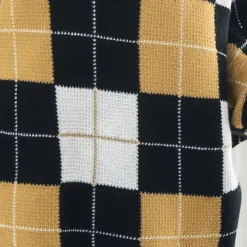 Truien & Vesten Heren|Truien & Vesten Dames*Aikaterini - Dames Zomerse Trui met Stijlvol Geruit Patroon Bruin Zwart