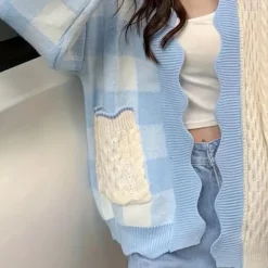 Truien & Vesten Dames*ALEXIS - Geraffineerd Zomervest voor Dames Blauw Wit