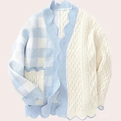 Truien & Vesten Dames*ALEXIS - Geraffineerd Zomervest voor Dames Blauw Wit