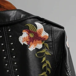 Jassen Dames|Leren Jassen Dames*ALISON - Vrouwenjack met bloemen voor de zomer