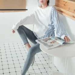 Topjes & Shirts Dames*Aliz - Moeiteloos elegante gestreepte zomeroverhemd Wit