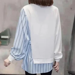 Topjes & Shirts Dames*Aliz - Moeiteloos elegante gestreepte zomeroverhemd Wit