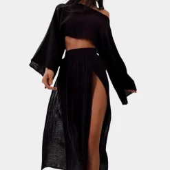 Sets Dames*Alodia - Tweedelige casual damesset met hoge split voor de zomer