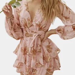 Jurken & Jumpsuits Dames*Alodie - Stijlvolle zomer mini jurk voor vrouwen Roze