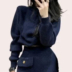 Sets Dames*ALVA - Modieuze Tweedelige Zomerset voor Dames Marineblauw