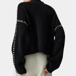 Truien & Vesten Dames*Amaia - Modieuze Gebreide Zomerse Trui voor Vrouwen Zwart