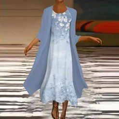 Jurken & Jumpsuits Dames*Amora - Elegante lange zomerjurk met blouse jasje voor dames