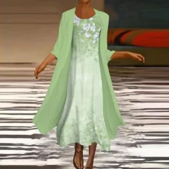 Jurken & Jumpsuits Dames*Amora - Elegante lange zomerjurk met blouse jasje voor dames