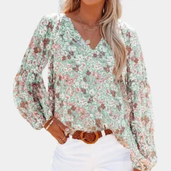 Blazers & Blouses Dames*Amya - Dames blouse lange mouw - Zomerse stijl