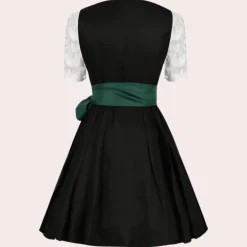 Jurken & Jumpsuits Dames*Andrina - Dames Zomerse Oktoberfest Dirndl met Kantmouwen Zwart