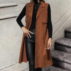 Jassen Dames*Aniko - Modieuze dames mouwloze zomerjas Bruin