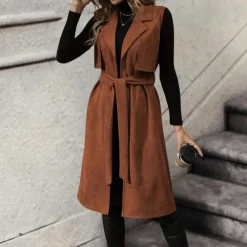 Jassen Dames*Aniko - Modieuze dames mouwloze zomerjas Bruin