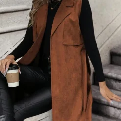 Jassen Dames*Aniko - Modieuze dames mouwloze zomerjas Bruin