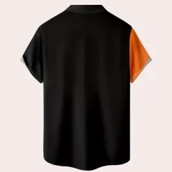 Shirts Heren*Anitra - Spookachtige Pompoengezicht Zomert-shirt voor Mannen Zwart