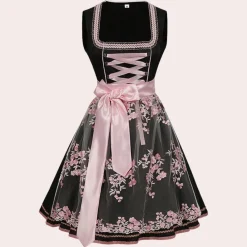 Jurken & Jumpsuits Dames*Annalise - Lacey Dirndl voor Zomerfestivals en Oktoberfest Zwart