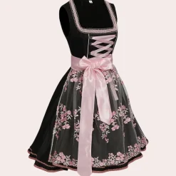 Jurken & Jumpsuits Dames*Annalise - Lacey Dirndl voor Zomerfestivals en Oktoberfest Zwart