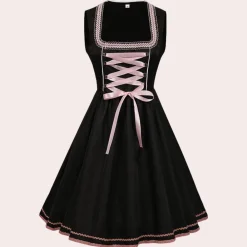 Jurken & Jumpsuits Dames*Annalise - Lacey Dirndl voor Zomerfestivals en Oktoberfest Zwart