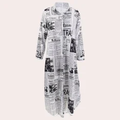 Jurken & Jumpsuits Dames*Antonia - Luxe Zomerjurk met Artistieke Kranten Print