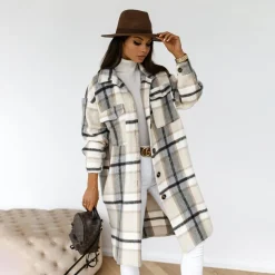 Jassen Dames*AOIFE - Luchtige geruite lange jas voor dames, perfect voor de zomer
