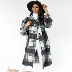 Jassen Dames*AOIFE - Luchtige geruite lange jas voor dames, perfect voor de zomer