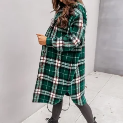 Jassen Dames*AOIFE - Luchtige geruite lange jas voor dames, perfect voor de zomer