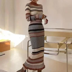 Jurken & Jumpsuits Dames*ARIA - Luchtige Zomerse Gebreide Jurk voor Dames Gemengde Kleur