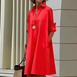 Jurken & Jumpsuits Dames*ASHLEY - Modieuze zomerjurk met lange mouwen