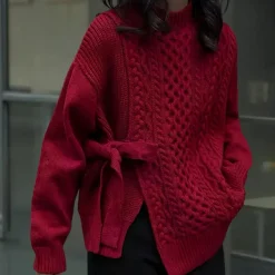 Truien & Vesten Dames*AULANI - Elegante Gebreide Zomertop voor Dames Rood