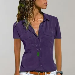 Topjes & Shirts Dames*Aurora - Zomerse damesblouse met korte mouwen