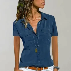 Topjes & Shirts Dames*Aurora - Zomerse damesblouse met korte mouwen